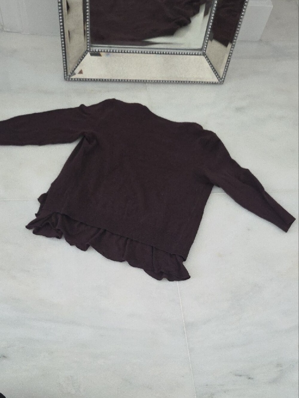 Women's Ruffle-Front Cardigan in Dark Plum EXCELLENT CONDITION! - Picture 3 of 3